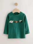 Green Transport Long Sleeve Appliqué T-Shirt