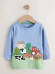 Green Farm Scene Long Sleeve Appliqué T-Shirt