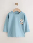 Blue Noodle Up Long Sleeve Back Print T-Shirt