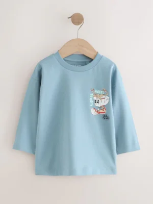 Blue Noodle Up Long Sleeve Back Print T-Shirt