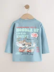 Blue Noodle Up Long Sleeve Back Print T-Shirt