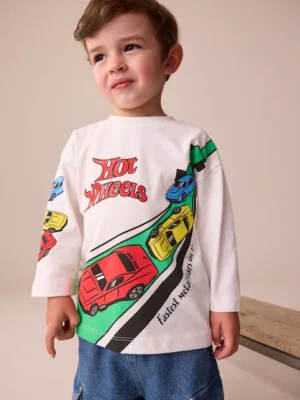 White Hot Wheels Long Sleeve T-Shirt