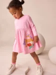 Pink Unicorn Long Sleeve Embellished Dress
