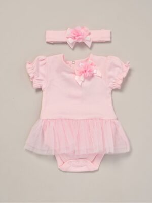 Rock-A-Bye Baby Boutique Rose Ribbon Detail Bodysuit and Headband Outfit Set