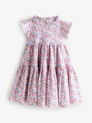 Green Floral Tiered Jersey Dress