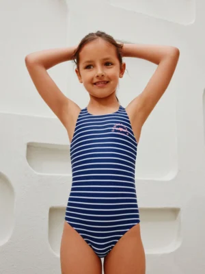 Navy Stripe Double Strap Swimsuit