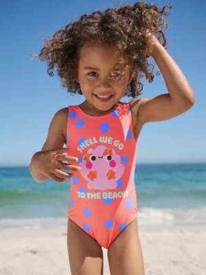 Coral Pink Shell Polka Dot Swimsuit