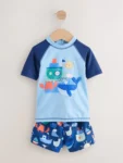 Blue Sunsafe Rash Vest and Swim Shorts Set