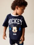 Navy Blue/White Mickey Mouse T-Shirt and Shorts Set