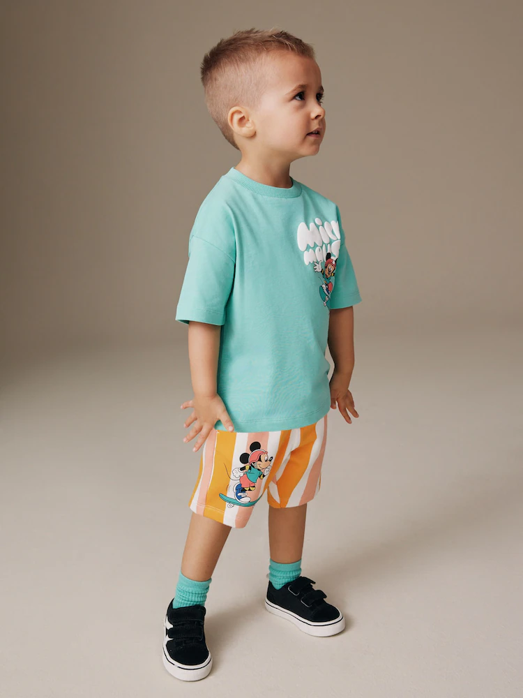 Green/Orange Mickey Mouse T-Shirt and Shorts Set