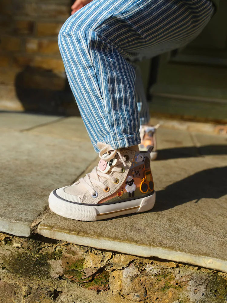 Neutral Farm Zip Fastening Hi Top Trainers