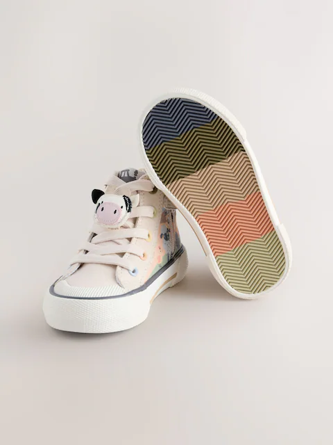 Neutral Farm Zip Fastening Hi Top Trainers