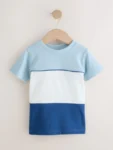 Blue/White/Navy Short Sleeve Colourblock T-Shirt