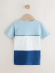 Blue/White/Navy Short Sleeve Colourblock T-Shirt