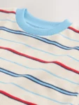White/Red/Blue Short Sleeve Stripe T-Shirt