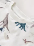 White Watercolour Dinosaurs Short Sleeve All-Over Print T-Shirt