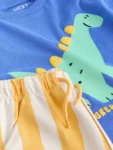 Blue Dinosaur Short Sleeve T-Shirt and Shorts Set