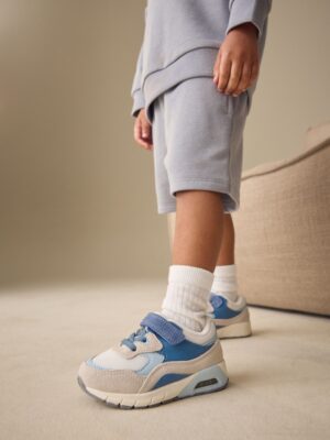 Blue/Neutral Standard Fit (F) Elastic Lace Trainers