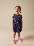 Navy Pets Short Sleeve Ribbed Dress