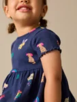 Navy Pets Short Sleeve Ribbed Dress