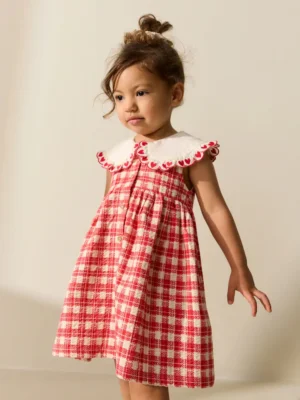 Red Check Collared Summer Dress