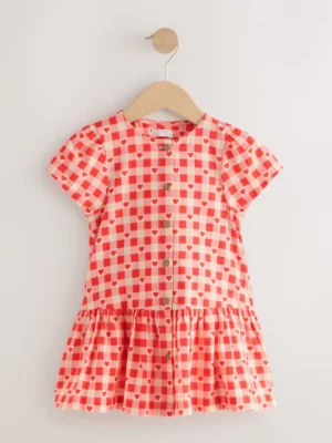 Red Heart Short Sleeve Cotton Dress
