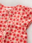 Red Heart Short Sleeve Cotton Dress