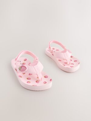 Pink Strawberry Flip Flops With Back Strap