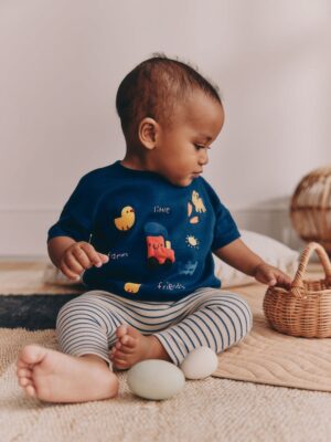 Blue Farm Top and Leggings Baby Set