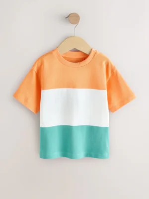Orange/White/Blue Short Sleeve Colourblock T-Shirt