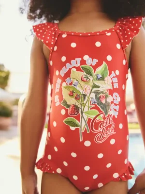 Cath Kidston Red Polka Dot Flower Cath Kidston Frill Swimsuit