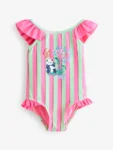 Cath Kidston Pink/Green Stripe Panda Cath Kidston Frill Swimsuit