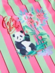 Cath Kidston Pink/Green Stripe Panda Cath Kidston Frill Swimsuit