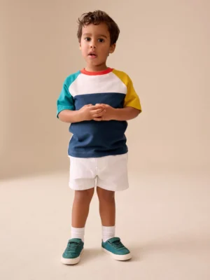 Navy/Blue/Yellow Short Sleeve Colourblock T-Shirt