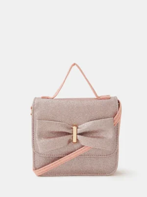 Angels By Accessorize Pink Bow Glitter Cross-Body Bag