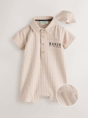 Baker by Ted Baker Textured Romper and Hat Set