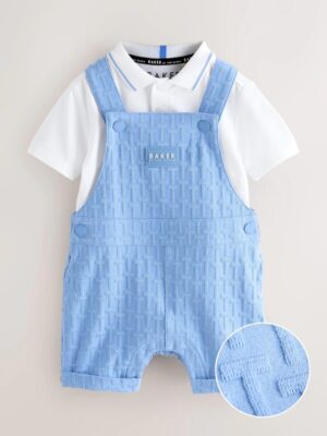 Baker by Ted Baker 'T' Texture Dungaree and Polo Shirt Set