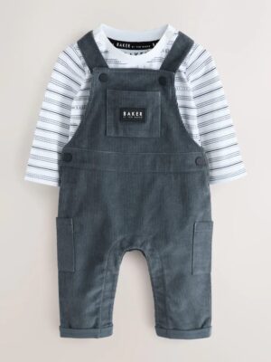 Baker by Ted Baker Charcoal Grey Cord Dungarees Set