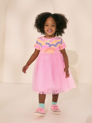 Rainbow Pink Mesh Party Dress