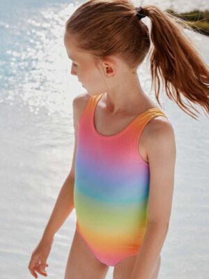Rainbow Ombre Scoop Neck Swimsuit