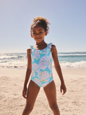 Blue Shell Frill Swimsuit