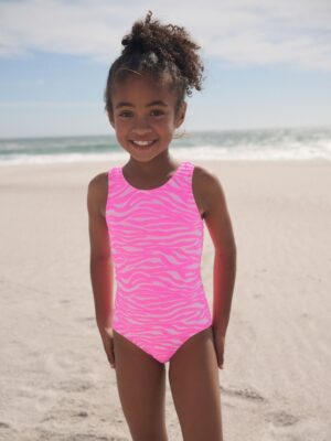 Pink Zebra Crinkle Swimsuit
