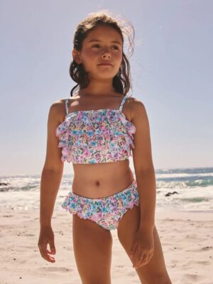 Pink/Yellow Ditsy Floral Frill Bikini