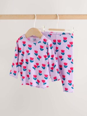 Purple Flower Baby Top and Leggings Set 2 Piece