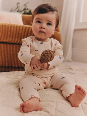 Cream Bright Character Baby Top and Leggings Set 2 Piece