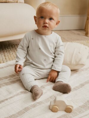 Grey Big Smiles Baby Top and Leggings Set