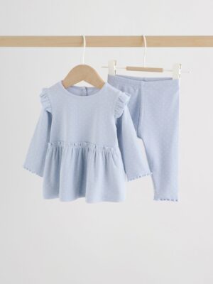 Blue Spot Baby Long Sleeve Frill Top And Leggings Set