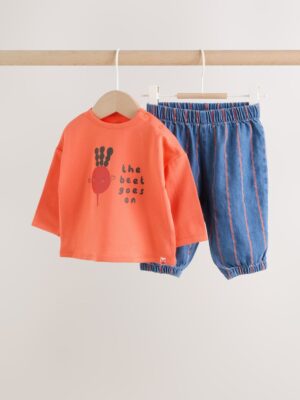 Red Stripe Beetroot Baby Top and Trousers Set