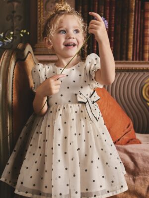 Ecru Spot Bow Dress