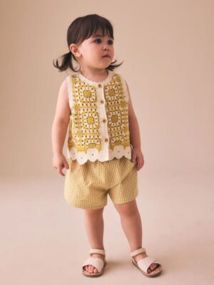Ochre Yellow Crochet Top and Short set